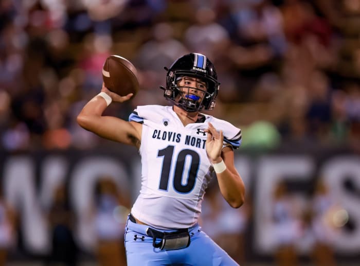 Clovis North quarterback Mario Cosma. Photo: Bobby Medellin